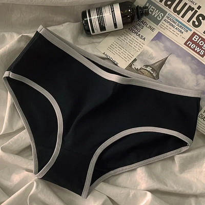 Lenjerie de corp simplă pentru fete, talie mijlocie, japoneza, negru, alb, slip pentru femei, sport, stil cool, chiloți fără urme, lenjerie fără sudură