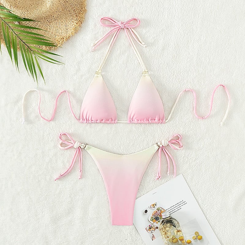 Swimsuits 2023 Woman Sexy Micro Bikini String Γυναικεία μαγιό Halter Beachwear Σετ μπικίνι Gradient Mini Biquinis