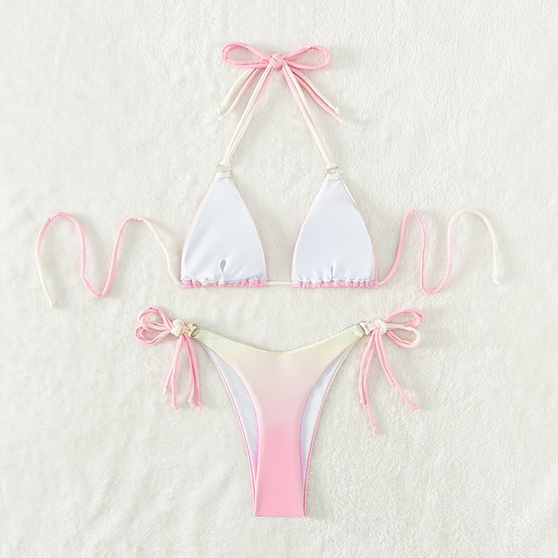 Swimsuits 2023 Woman Sexy Micro Bikini String Γυναικεία μαγιό Halter Beachwear Σετ μπικίνι Gradient Mini Biquinis