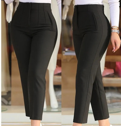 Hlače za žene 2023. New Chic Business Office Lady crne skraćene elegantne radne hlače visokog struka Ženske hlače za sve kombinacije