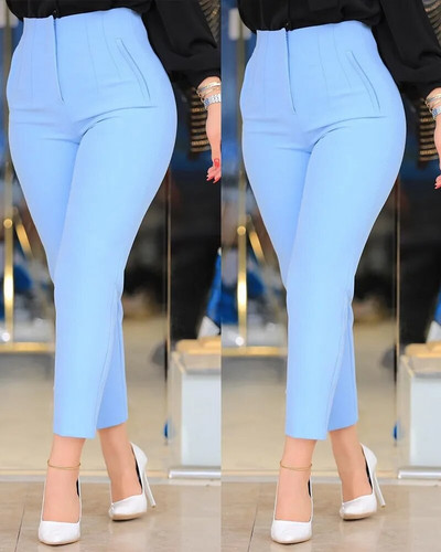 Hlače za žene 2023. New Chic Business Office Lady crne skraćene elegantne radne hlače visokog struka Ženske hlače za sve kombinacije