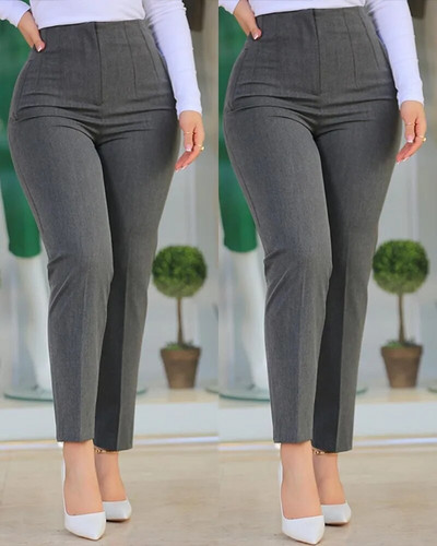 Hlače za žene 2023. New Chic Business Office Lady crne skraćene elegantne radne hlače visokog struka Ženske hlače za sve kombinacije