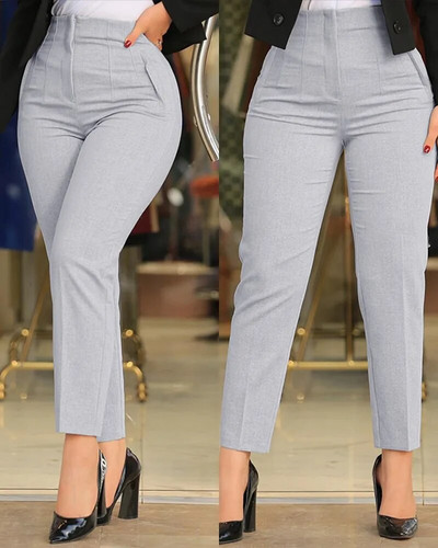 Hlače za žene 2023. New Chic Business Office Lady crne skraćene elegantne radne hlače visokog struka Ženske hlače za sve kombinacije