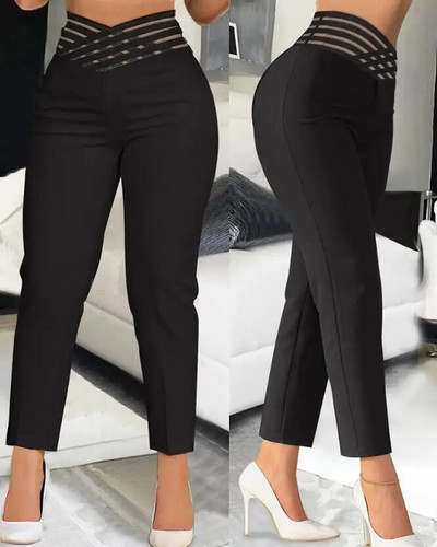 Hlače za žene 2023. New Chic Business Office Lady crne skraćene elegantne radne hlače visokog struka Ženske hlače za sve kombinacije