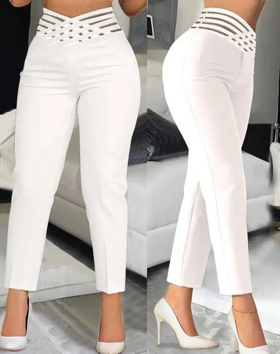 Hlače za žene 2023. New Chic Business Office Lady crne skraćene elegantne radne hlače visokog struka Ženske hlače za sve kombinacije