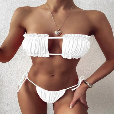 Costum de baie plisat Costume de baie pentru femei Set de bikini mini tanga pentru baie pentru înot îmbrăcăminte de plajă pentru costum de baie Costume de baie sexy pentru femei