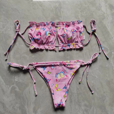 Costum de baie plisat Costume de baie pentru femei Set de bikini mini tanga pentru baie pentru înot îmbrăcăminte de plajă pentru costum de baie Costume de baie sexy pentru femei