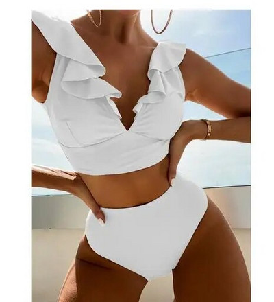Bikini Push Up ženski kupaći kostim 2023. Novi leopard bikini s volanima Seksi kupaći kostimi visokog struka Ljetna odjeća za plažu Ženski kupaći kostim