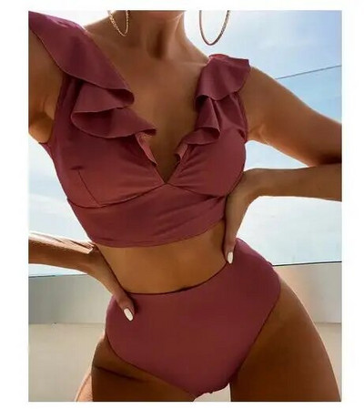 Bikini Push Up ženski kupaći kostim 2023. Novi leopard bikini s volanima Seksi kupaći kostimi visokog struka Ljetna odjeća za plažu Ženski kupaći kostim