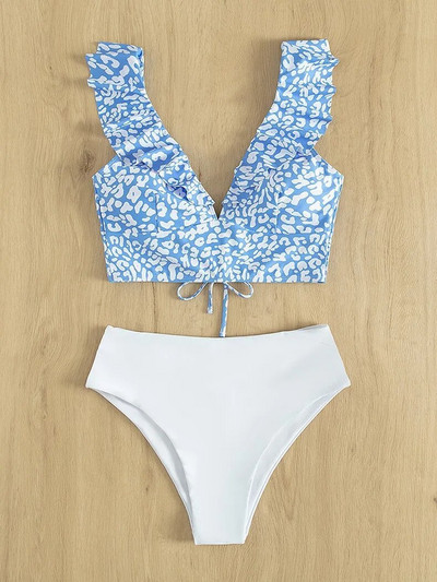 Bikini Push Up ženski kupaći kostim 2023. Novi leopard bikini s volanima Seksi kupaći kostimi visokog struka Ljetna odjeća za plažu Ženski kupaći kostim