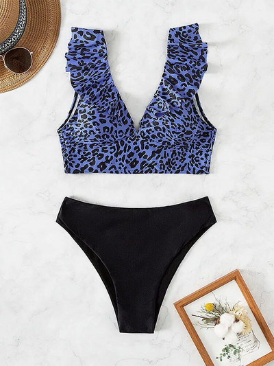 Bikini Push Up ženski kupaći kostim 2023. Novi leopard bikini s volanima Seksi kupaći kostimi visokog struka Ljetna odjeća za plažu Ženski kupaći kostim