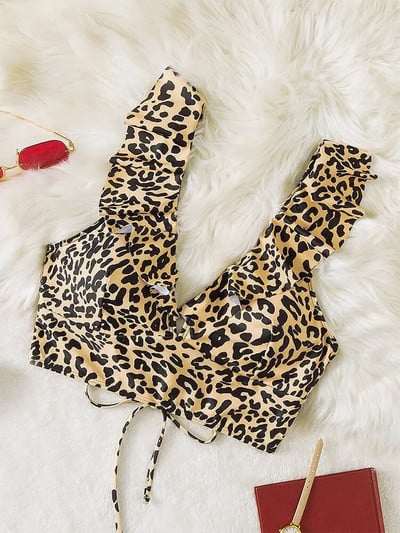 Bikini Push Up ženski kupaći kostim 2023. Novi leopard bikini s volanima Seksi kupaći kostimi visokog struka Ljetna odjeća za plažu Ženski kupaći kostim