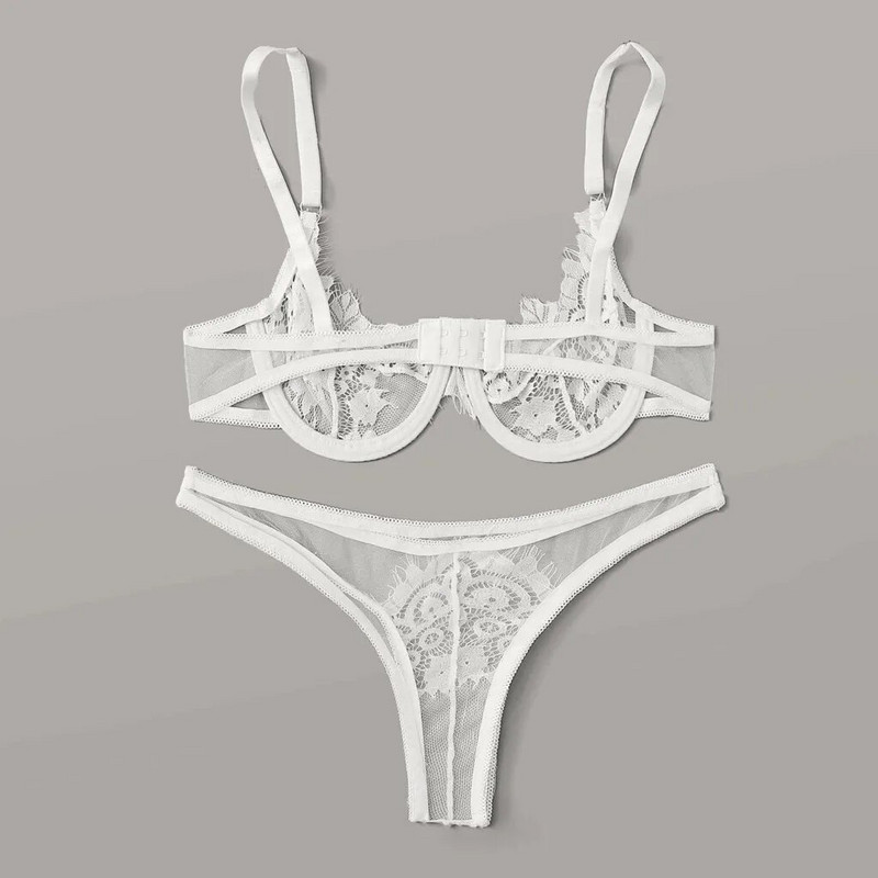 Γυναικεία δαντέλα διάφανο εσώρουχο εξωτικό σετ Floral διάφανο σουτιέν Half Cup Σετ εσώρουχα εσώρουχα μόδας σέξι εσώρουχα για γυναίκες