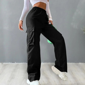 Γυναικεία παντελόνια Cargo Κομψά γυναικεία παντελόνια Cargo Μοντέρνα φαρδιά παντελόνια με ελαστικές τσέπες μέσης Casual κορεάτικο για την άνοιξη