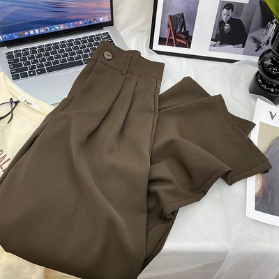 Prink Suits Kelnės, Moterys, 2023 m. Naujos korėjietiškos mados elegantiškos tiesios kelnės Harajuku biuro moteriškos marškinėlės plačios kelnės