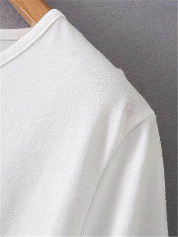 Големи размери Летни дрехи Тениска с къс ръкав Кръгла яка Тънка тениска с асиметричен подгъв Плюс размер Едноцветна модна тениска