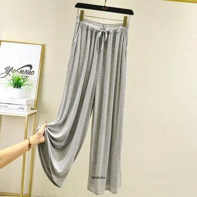 Plus Size 6XL 150kg Άνοιξη Καλοκαίρι Νέο Γυναικείο Φαρδύ Παντελόνι Μονόχρωμο Ψηλόμεσο Φαρδύ άγριο ίσιο casual παντελόνι