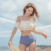 Kupaći kostim kratkih rukava 2024 Ženski kupaći kostim s volanima Dvodijelni kupaći kostim za plažu Cross Bikini Set Hot Spring