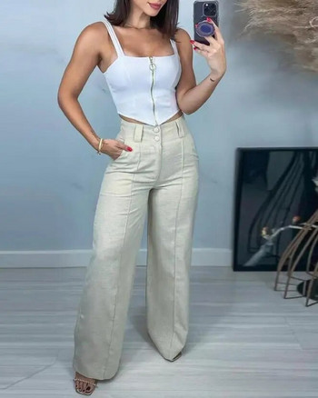 Γυναικείο παντελόνι γραφείου Casual ψηλόμεσο ίσιο πόδι Κομψό παντελόνι εργασίας μόδας μακρύ παντελόνι Νέα ρούχα 2024