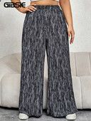 GIBSIE Pantaloni largi cu imprimeu Tie Dye pentru femei, vară, toamnă, talie înaltă elastică, lejer, lejer, pantaloni lungi supradimensionați