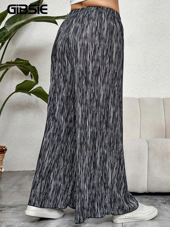 GIBSIE Plus Size Tie Dye Print Φαρδύ παντελόνι για γυναίκες Καλοκαίρι Φθινόπωρο Υψηλή ελαστική μέση Φαρδύ casual oversized μακρύ παντελόνι
