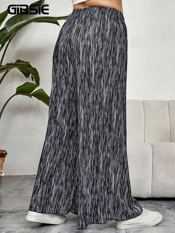 GIBSIE Pantaloni largi cu imprimeu Tie Dye pentru femei, vară, toamnă, talie înaltă elastică, lejer, lejer, pantaloni lungi supradimensionați