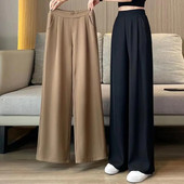 Pantaloni largi Pantaloni largi cu buzunare pentru femei Pantaloni de birou cu talie înaltă, culoare uni, picior drept, haine de lucru femei