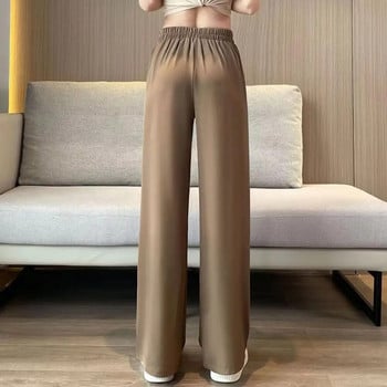 Φαρδύ παντελόνι Φαρδύ παντελόνι χαλαρής εφαρμογής με τσέπες για γυναίκες Ψηλόμεσο παντελόνι γραφείου Μονόχρωμο ίσιο πόδι Γυναικεία ρούχα εργασίας