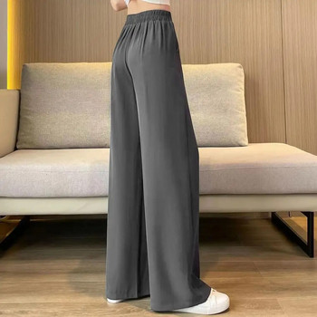 Свободни панталони Свободни широки панталони с джобове за жени Офис панталони с висока талия Едноцветни работни облекла с прави крачоли Дамски
