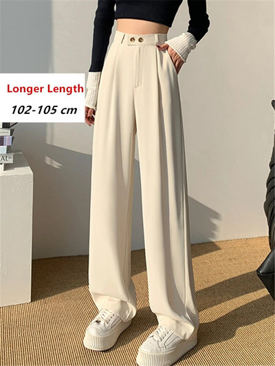 Jarné letné dámske nohavice s vysokým pásom a širokými nohavicami 2023, nové elegantné minimalistické jednofarebné rovné elegantné nohavice
