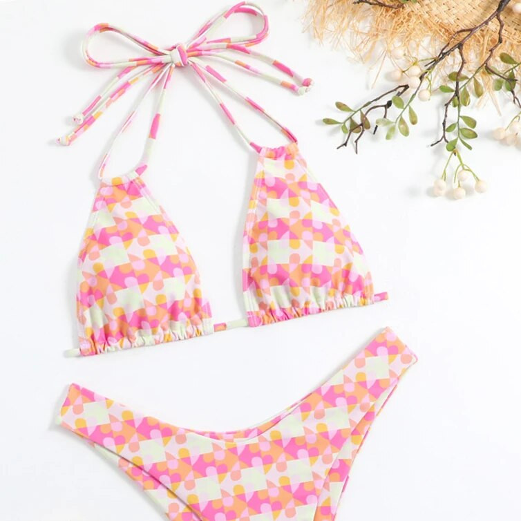 Τρίγωνο Σετ μπικίνι Μαγιό Brazilian μαγιό 2023 Γυναικείο μαγιό με χαμηλόμεσο Γυναικείο μαγιό Mini Biquinis Beachwear