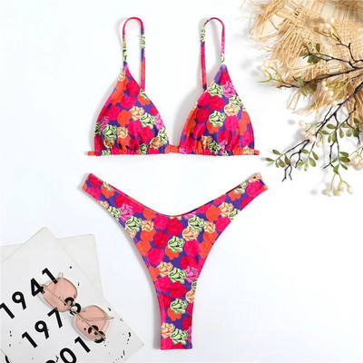 Micro Bikini Costum de baie Floral Femei 2023 Costum de baie cu tanga Costum de baie din două piese Fată Costum de baie brazilian Mini Biquini Costume de baie