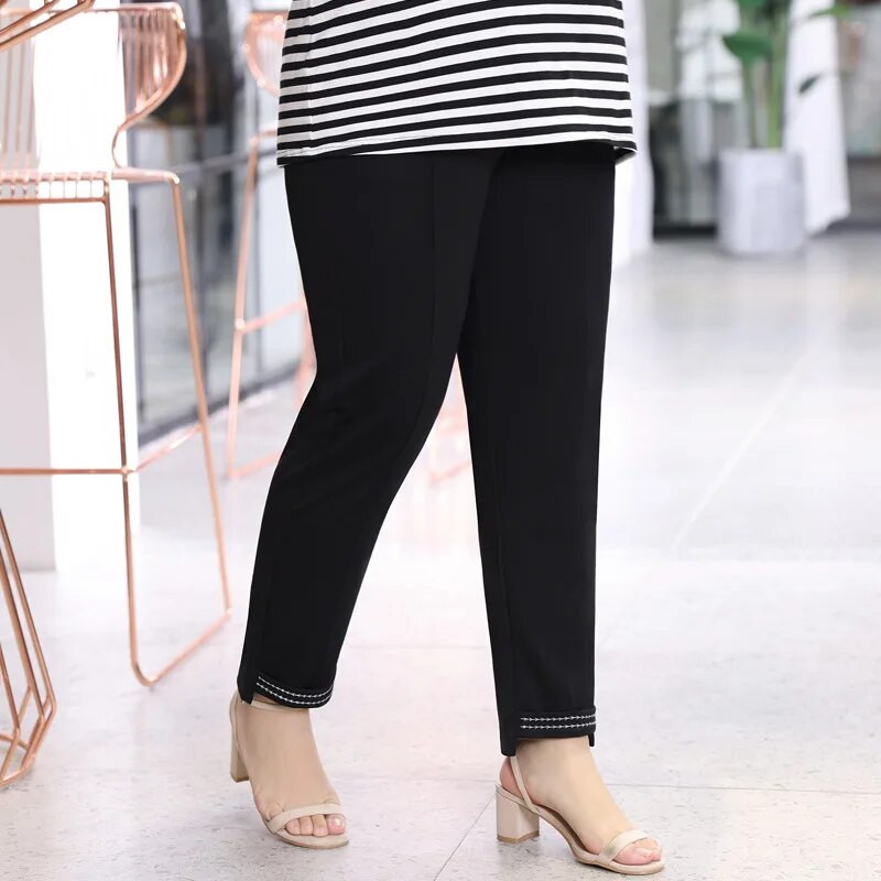 Pantalones Pentil Hlače visokog struka Ženska odjeća velikih dimenzija Ljetni stil Crne hlače Ležerna moda Besplatna dostava