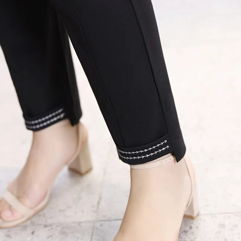Pantalones Pentil Hlače visokog struka Ženska odjeća velikih dimenzija Ljetni stil Crne hlače Ležerna moda Besplatna dostava
