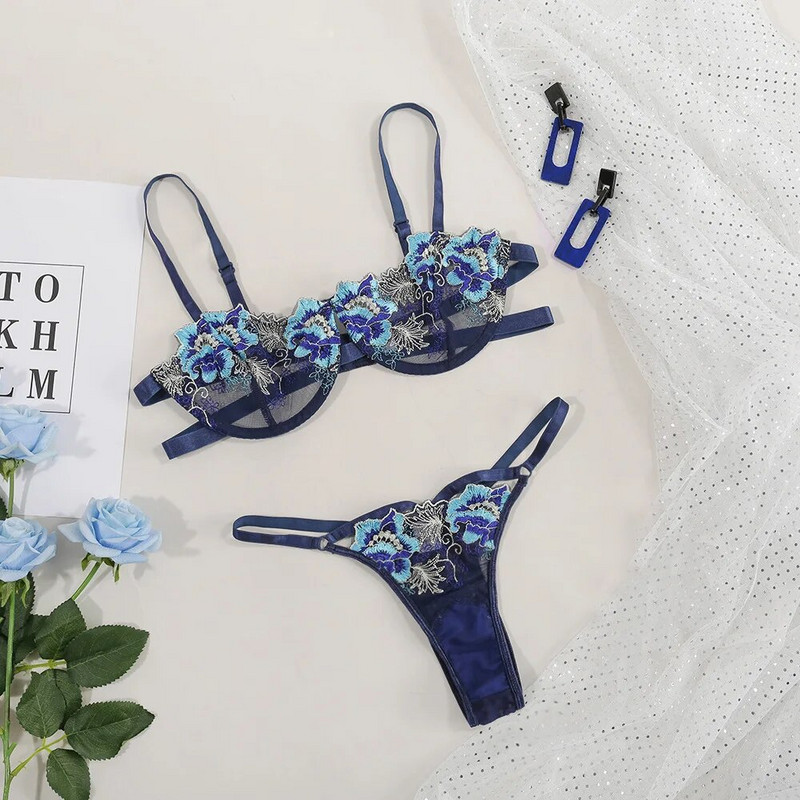 Komplet seksi donjeg rublja Erotski grudnjak s tangama Push-up Komplet ženskog donjeg rublja Komplet grudnjaka s gaćicama Seksi donje rublje s vezom od čipke Proziran grudnjak