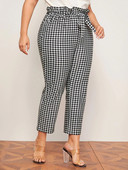 Plus Size Κομψό Ανοιξιάτικο φθινοπωρινό Gingham Παντελόνι Γυναικείο Ελαστικό Παντελόνι Μολύβι Τσέπης Πλαϊνό Γυναικείο Καρό Παντελόνι μέχρι τον Αστραγάλο 7XL