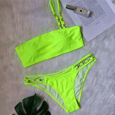 2023 Novi seksi ženski bikini, jedno rame, šuplji metalni X kupaći kostim, ženski kupaći kostim za plažu, kupaći kostim Biquinis