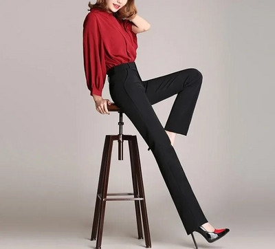 Vágott női nadrágok, 2023, új tavaszi, nyári, egyenes hengeres, hétköznapi tömör gombos cipzáras zsebekDivatos ceruzanadrágok