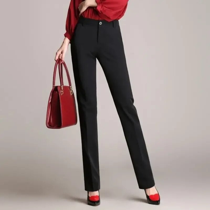 Vágott női nadrágok, 2023, új tavaszi, nyári, egyenes hengeres, hétköznapi tömör gombos cipzáras zsebekDivatos ceruzanadrágok