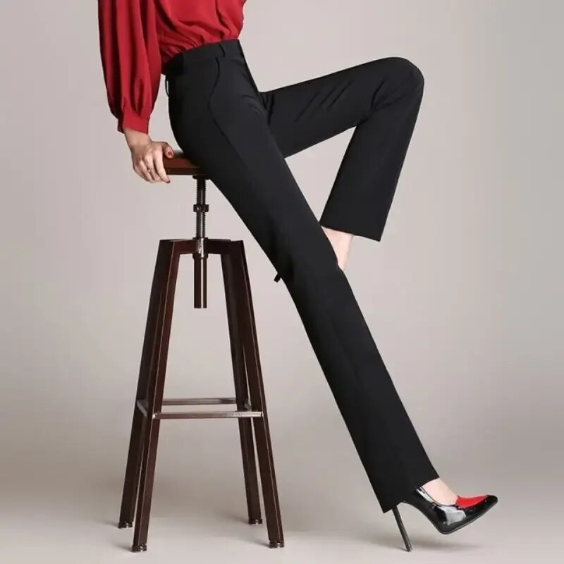 Vágott női nadrágok, 2023, új tavaszi, nyári, egyenes hengeres, hétköznapi tömör gombos cipzáras zsebekDivatos ceruzanadrágok