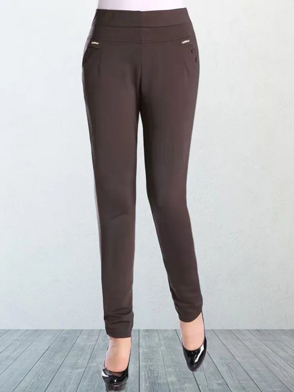 Mamine prevelike 5xl uske rastezljive pencil hlače smeđe boje, ležerne hlače s visokim strukom, uredske elegantne korejske hlače s tajicama