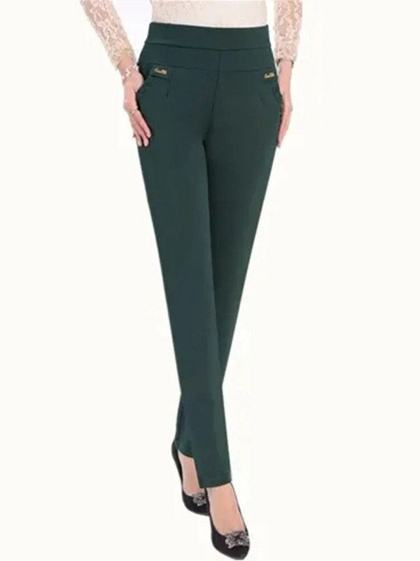 Mamine prevelike 5xl uske rastezljive pencil hlače smeđe boje, ležerne hlače s visokim strukom, uredske elegantne korejske hlače s tajicama