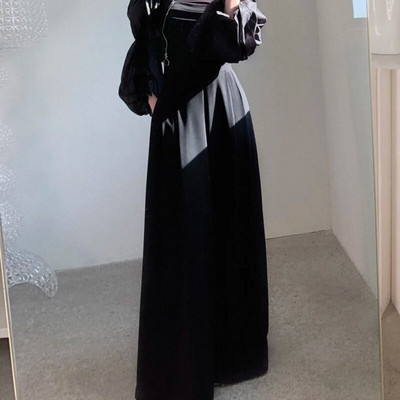 UCXQ Temperament Ψηλόμεση Πλισέ Σχεδιαστής Φαρδιά Κοστούμια Παντελόνια για Γυναικεία Μόδα Ολόσωμο Παντελόνι 2023 Φθινόπωρο Νέο 23A4134