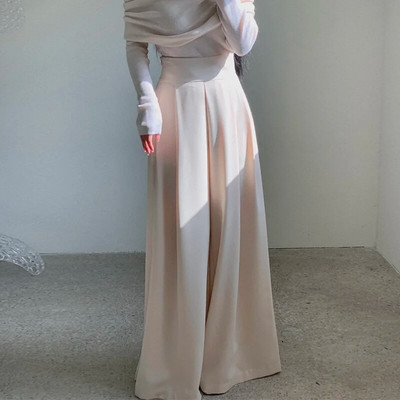 UCXQ Temperament Ψηλόμεση Πλισέ Σχεδιαστής Φαρδιά Κοστούμια Παντελόνια για Γυναικεία Μόδα Ολόσωμο Παντελόνι 2023 Φθινόπωρο Νέο 23A4134