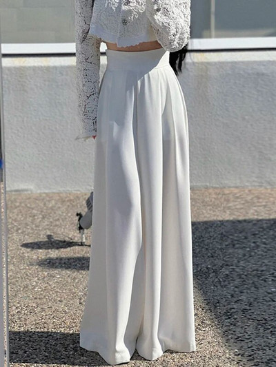 UCXQ Temperament Ψηλόμεση Πλισέ Σχεδιαστής Φαρδιά Κοστούμια Παντελόνια για Γυναικεία Μόδα Ολόσωμο Παντελόνι 2023 Φθινόπωρο Νέο 23A4134