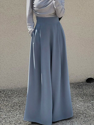 UCXQ Temperament Ψηλόμεση Πλισέ Σχεδιαστής Φαρδιά Κοστούμια Παντελόνια για Γυναικεία Μόδα Ολόσωμο Παντελόνι 2023 Φθινόπωρο Νέο 23A4134