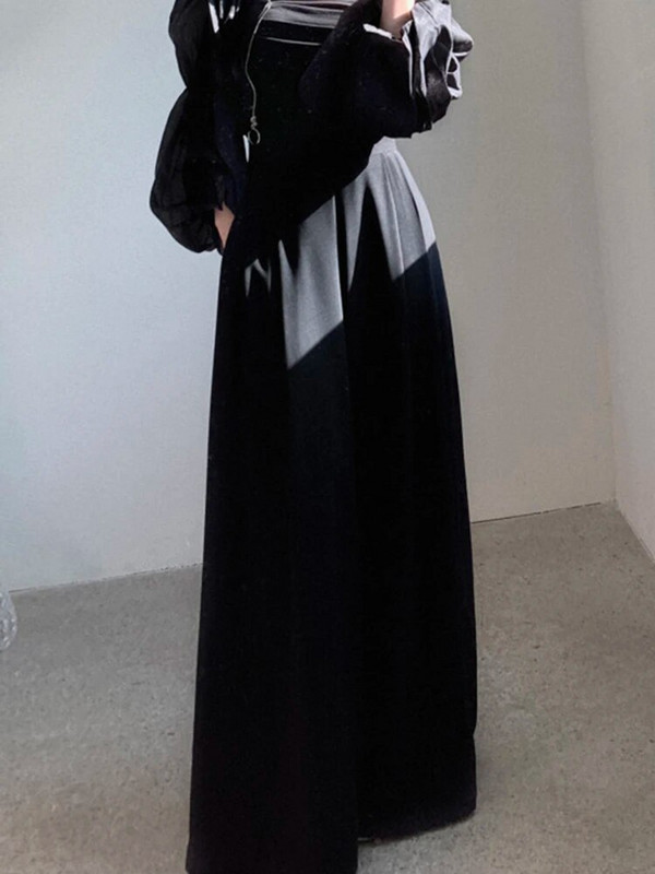 UCXQ Temperament Ψηλόμεση Πλισέ Σχεδιαστής Φαρδιά Κοστούμια Παντελόνια για Γυναικεία Μόδα Ολόσωμο Παντελόνι 2023 Φθινόπωρο Νέο 23A4134