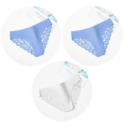 Giczi 3PCS Ženske gaćice Set od slatke čipke Žensko donje rublje Izdubljeno Seksi donje rublje Meke svilene satenske gaćice Ugodne ženske gaćice