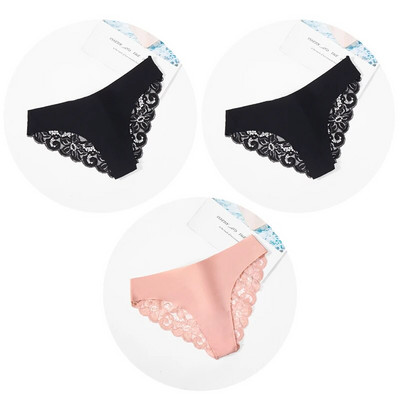 Giczi 3PCS Ženske gaćice Set od slatke čipke Žensko donje rublje Izdubljeno Seksi donje rublje Meke svilene satenske gaćice Ugodne ženske gaćice