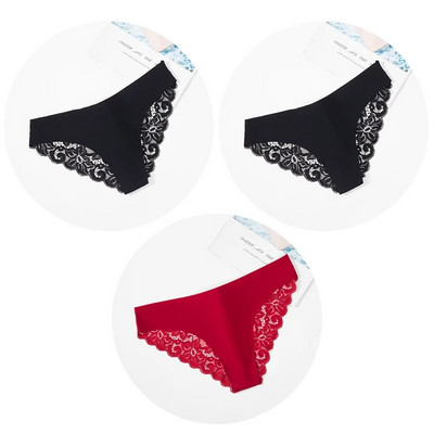 Giczi 3PCS Ženske gaćice Set od slatke čipke Žensko donje rublje Izdubljeno Seksi donje rublje Meke svilene satenske gaćice Ugodne ženske gaćice